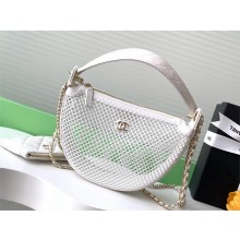 CHANEL WHITE Clutch With Chain IN Mesh, Shiny Lambskin & Gold-Tone Metal AP4573 2025SS