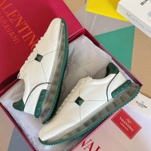 Valentino STUD AROUND LOW-TOP CALFSKIN AND NAPPA LEATHER SNEAKER WHITE/ENGLISH GREEN 2023