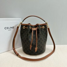 CELINE CLARA BAG in TRIOMPHE CANVAS AND CALFSKIN Tan 2024