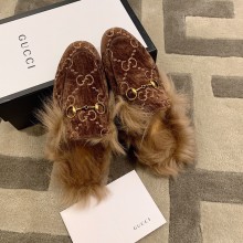 Gucci Princetown GG Velvet Fur Slipper coffee 2020