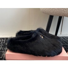 Miu Miu cony hair flat mules black  1123-2024