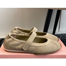 Miu Miu suede leather Mary Janes beige 1123-2024
