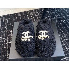 Chanel Shearling with CC Logo Platform Mules black 2024
