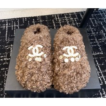 Chanel Shearling with CC Logo Platform Mules brown 2024