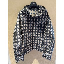 dior Navy Blue Technical Taffeta Macrocannage Waterproof Hooded Jacket 2024