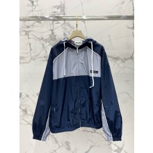Miu Miu Technical silk zipper blouson jacket Blue/Lead Gray 2025