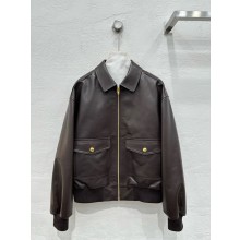 celine loose aviator blouson jacket in soft lambskin ebene 2025