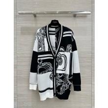 hermes black/white cashmere cardigan 2024 