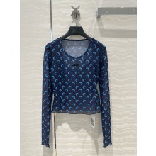 Marine Serre Women's blue Crescent Moon Mesh Top 2024 