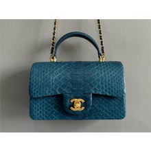 Chanel Mini Flap Bag with Top Handle in python leather AS2431 01 2024