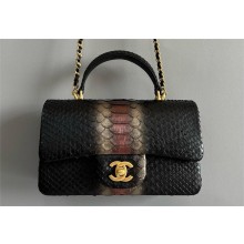 Chanel Mini Flap Bag with Top Handle in python leather AS2431 11 2024