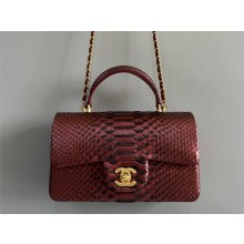 Chanel Mini Flap Bag with Top Handle in python leather AS2431 02 2024