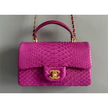 Chanel Mini Flap Bag with Top Handle in python leather AS2431 03 2024