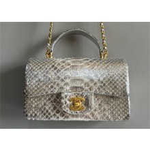 Chanel Mini Flap Bag with Top Handle in python leather AS2431 04 2024