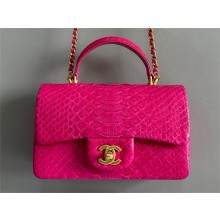 Chanel Mini Flap Bag with Top Handle in python leather AS2431 07 2024