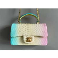 Chanel Mini Flap Bag with Top Handle in python leather AS2431 20 2024