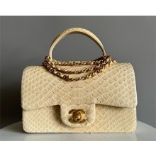 Chanel Mini Flap Bag with Top Handle in python leather AS2431 21 2024