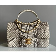 Chanel Mini Flap Bag with Top Handle in python leather AS2431 22 2024