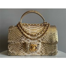 Chanel Mini Flap Bag with Top Handle in python leather AS2431 26 2024