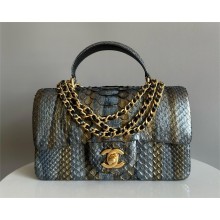 Chanel Mini Flap Bag with Top Handle in python leather AS2431 28 2024