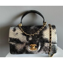 Chanel Mini Flap Bag with Top Handle in python leather AS2431 31 2024