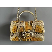 Chanel Mini Flap Bag with Top Handle in python leather AS2431 14 2024