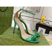 Gucci heel 10cm Women's heeled metallic sandal 551213 green 2023
