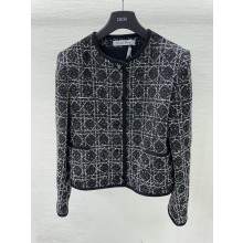 DIOR Black and White Technical Cotton Tweed JACKET 2024