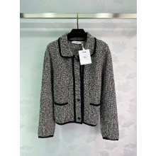 DIOR Black Wool-Blend Heathered Textured Knit JACKET 2024