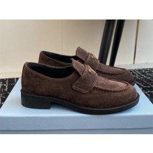 Prada suede leather loafers 1D329N dark brown 2024