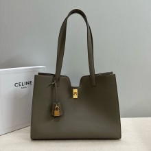 CELINE CABAS 16 bag in grained leather gray 2024