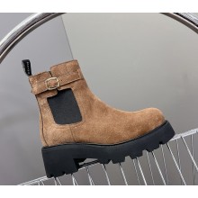 Celine Bulky ankle Boots In suede leather Brown 1031-2024