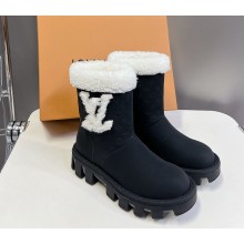 Louis Vuitton women/men Flat Ankle Boots Suede leather with shearling Black 1031-2024