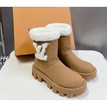 Louis Vuitton women/men Flat Ankle Boots Suede leather with shearling Brown 1031-2024