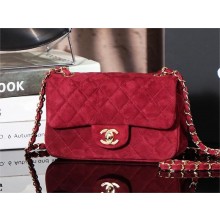 Chanel 1116 mini flap bag in suede leather RED 2024