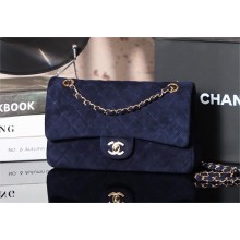 Chanel 1112 MEDIUM flap bag in suede leather navy blue 2024