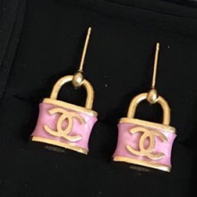Chanel Earrings Lock Pattern A96972 Pink 2018