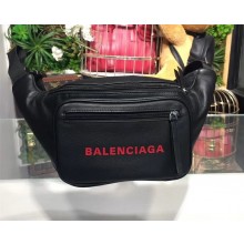Balenciaga Everyday Calfskin Belt Pack Bag Black/Red 2018