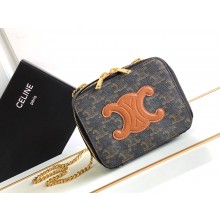 celine  Box on chain CUIR TRIOMPHE in TRIOMPHE CANVAS and calfskin Tan 2023