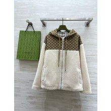 GUCCI white shearling hooded coat 2024