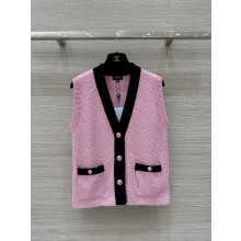 CHANEL Wool Light Pink & Brown vest P78451 2024