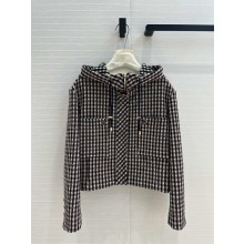 CHANEL Stretch Wool Tweed Black, Ecru & Red JACKET P78022 2024