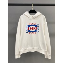 GUCCI white GG LOGO cotton HOODED sweatshirt 2024