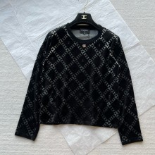 CHANEL black velvet quilting top 2024