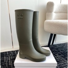CELINE HIGH RAIN BOOTS in Natural Rubber khaki 2024