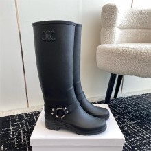 CELINE  HIGH CELINE RAIN BOOTS in RUBBER AND CALFSKIN black 2024