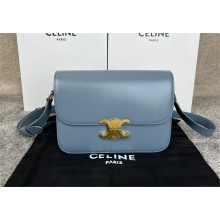 CELINE Classique Triomphe Bag in shiny calfskin CLOUD BLUE/GOLD 2024