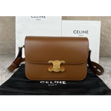 CELINE Classique Triomphe Bag in shiny calfskin GLAZED BROWN/GOLD 2024