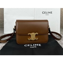 CELINE Teen Triomphe Bag in shiny calfskin GLAZED BROWN/GOLD 2024