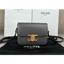 Celine Teen Triomphe Bag in shiny calfskin ANTHRACITE 2024